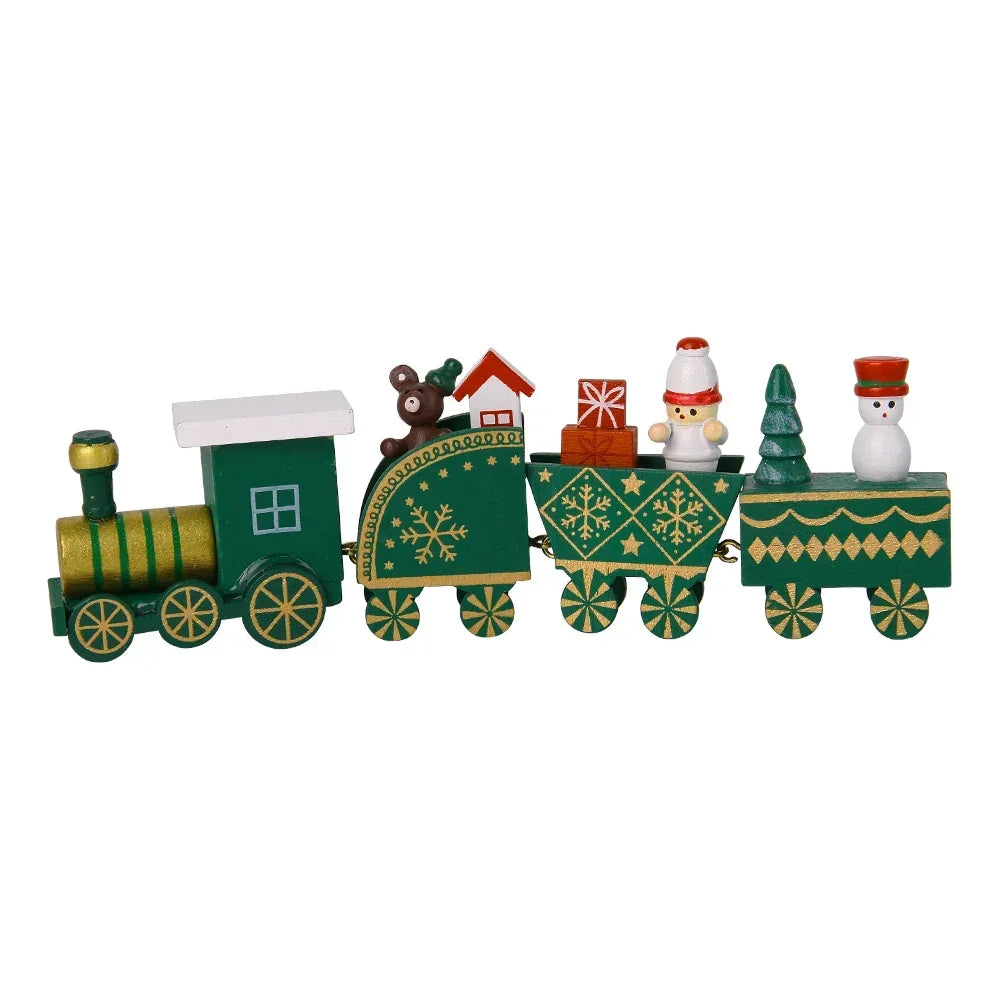 Christmas Train Painted Wooden Plastic  Mini Christmas Tree Train Christmas Decorations Festival Party Xmas Table Top Ornament