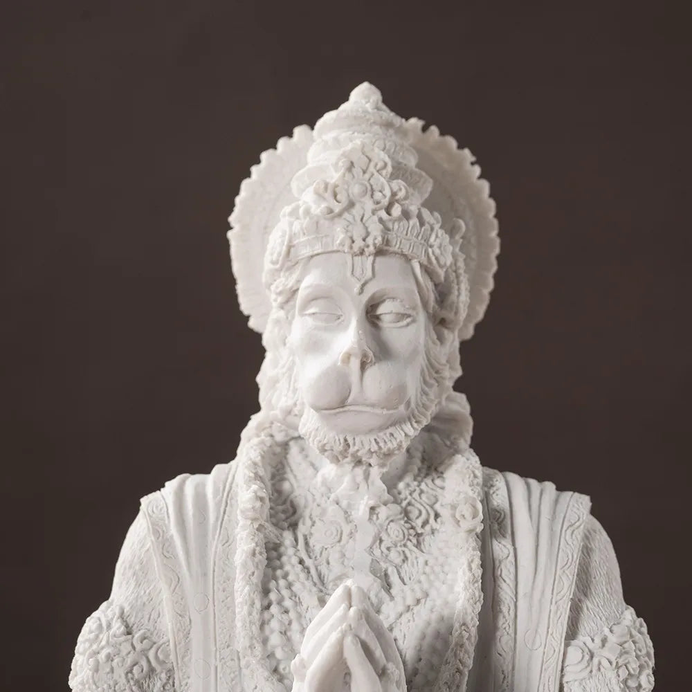 Vilead Sandstone White Hanuman Statue Hindu Monkey God Sculpture Yoga Meditation Decoration Buddha Ganesha Vishnu India FengShui