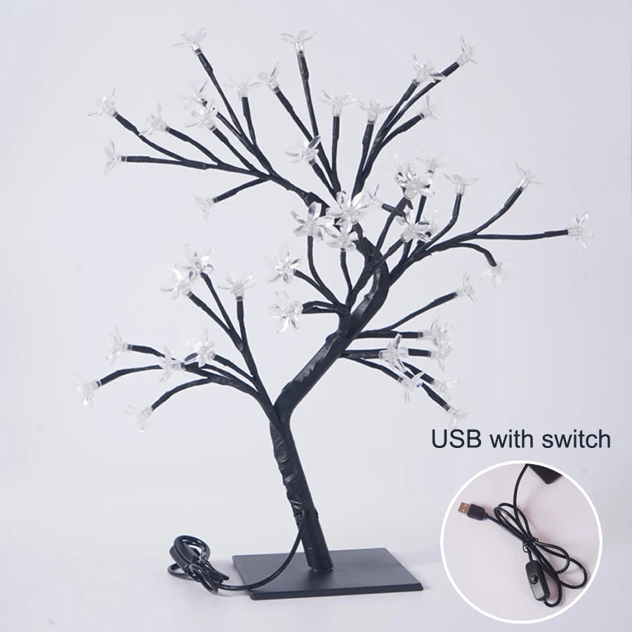 LED indoor room decoration tree light bedroom home lighting simulation cherry blossom tree light