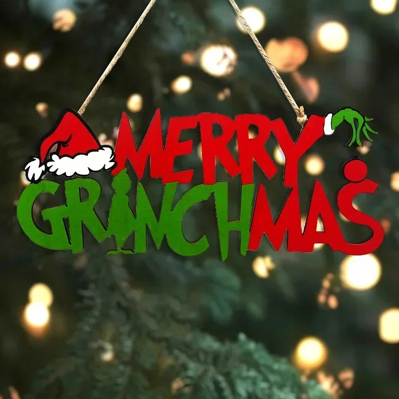 christmas wooden hanging christmas tree ornaments front door party decoration supplies