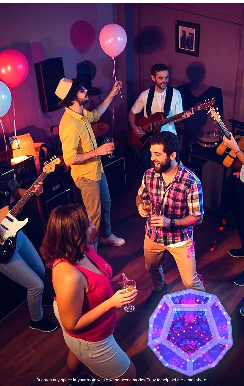 LED RGB Night Lights Dodecahedron Dreamy Geometric Space Lights Atmosphere Night Creative Color Home Decorative Light Gifts