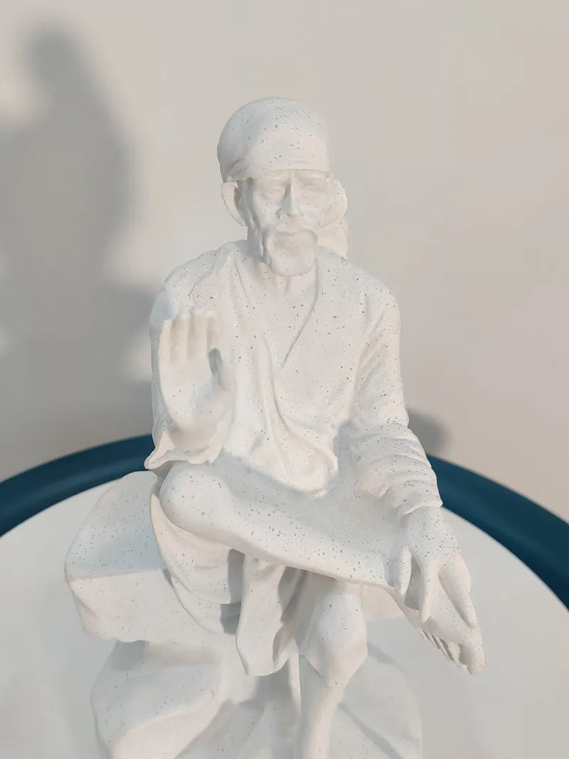 Vilead 26cm Sandstone Sai Baba of Shirdi Statue Hindu Sculpture Hand Crafted Replica Hinduism Indian God  Home Office Decoration