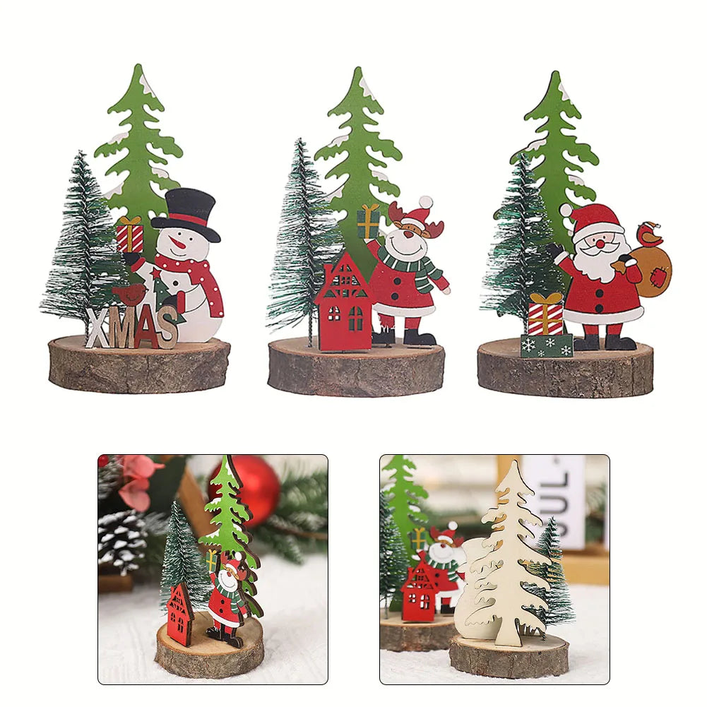 Christmas Wooden Ornaments Xmas Tree Pendant Santa Claus Crafts Table Decor Christmas Tree Decor Xmas Gifts New Year 2024