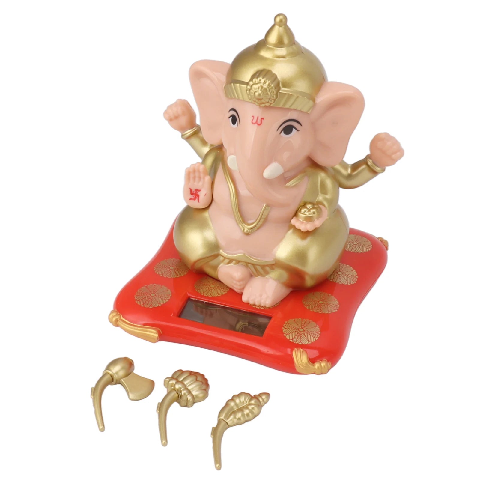 Ganesha Elephant God Statue ABS Solar Powered Indian Ganesha Figurine Ornament for Car Dashboard Home Decor Crafts