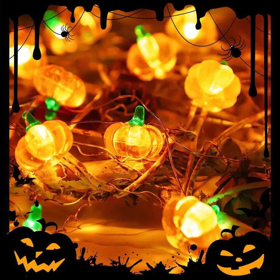 Halloween Cubic Pumpkin String Lights 1/2/3M Warm White Always Bright Event Party Decoration Creative Ambient Lights