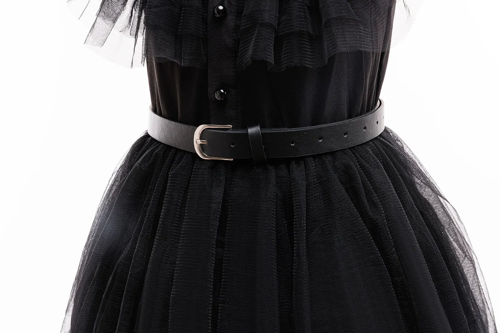 2025 Movie Weirdo Wensday Role Play Costume with Belt Wed. Season 2 Girl Prom Gown Soft Frock Gothic Black Adams Halloween Dress