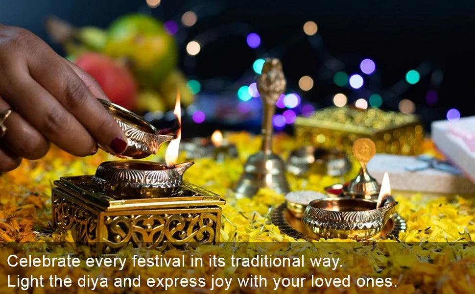 4-50Pcs Diwali Diya Lamp Brass Oil Lamp Copper Butter Lamp Holder Traditional Indian Oil Lamp for Puja Kuber Indian Diwali Gifts