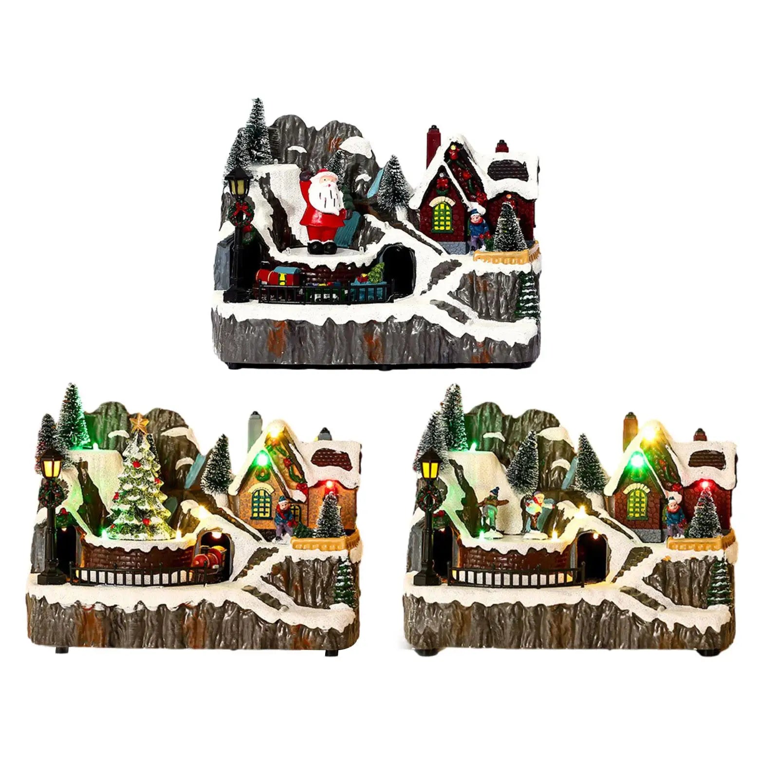 Christmas Music House Decorations Luminous House House Figurine Ornament for Tabletop Home Bedroom Indoor Holiday