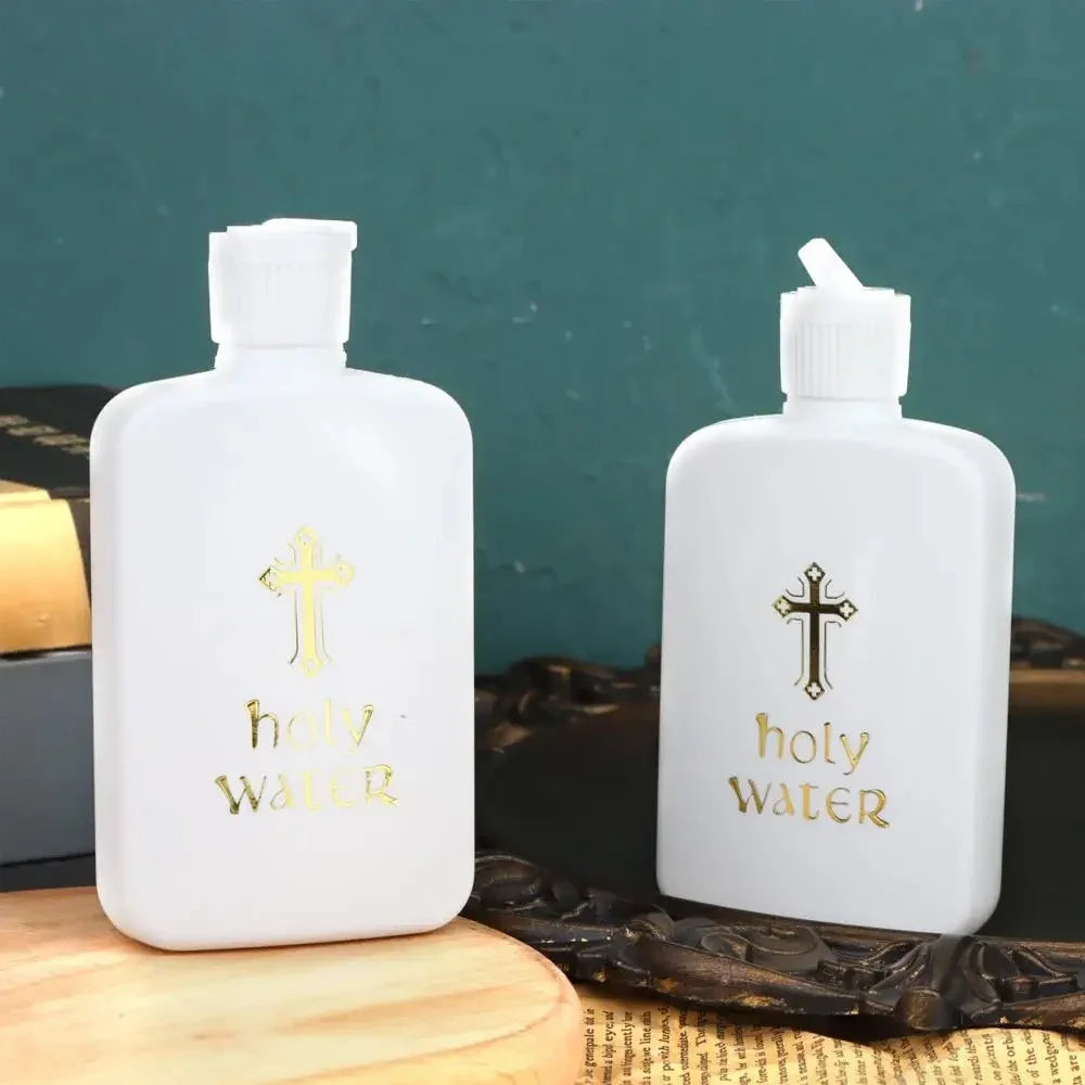 Plastic Holy Water Bottle with Jesus Cross-Catholic&Christian Religious Empty Refillable Container, for Baptism, Church, Prayer