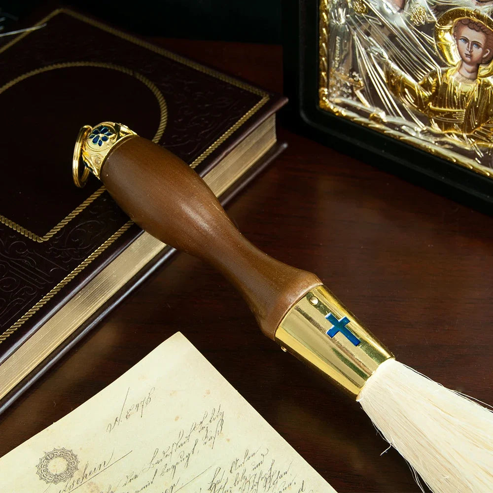 HTISOK Orthodox Holy Water Brush, 15" Wood Brush, Perfect for Baptism, Weddings & Religious Ceremonies