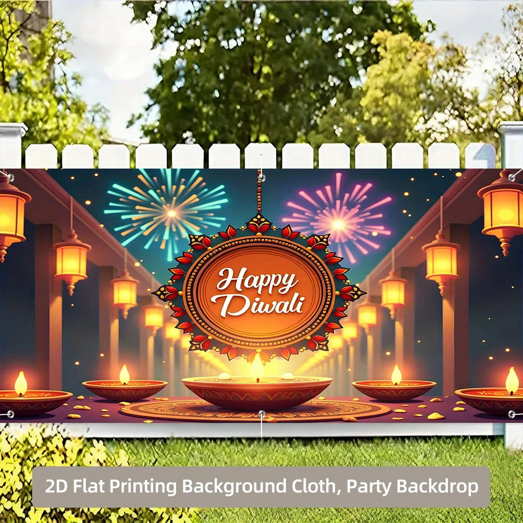 1PC2D Festival Indian Diwali celebration garage backdrop, suitable for home, outdoor, garden, no electricity required - wsj