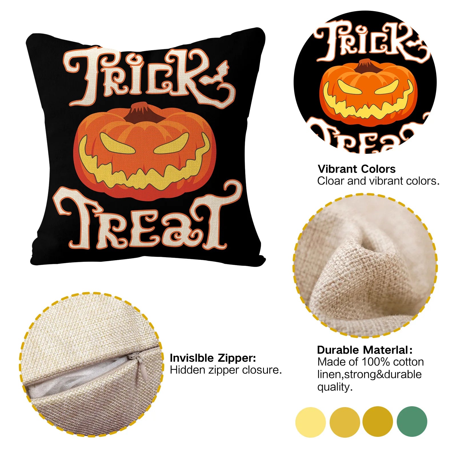 2024 New Linen Halloween Fall Cushion Cover 45x45cm Farmhouse Cat Witch Home Throw Pillow Covers For Home Room Couch Decor