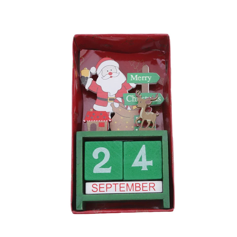 Christmas Count Down Calendar Santa Claus Elk Snowman Wooden Calendar Christmas Ornaments Home Desktop Decoration New Year Gifts