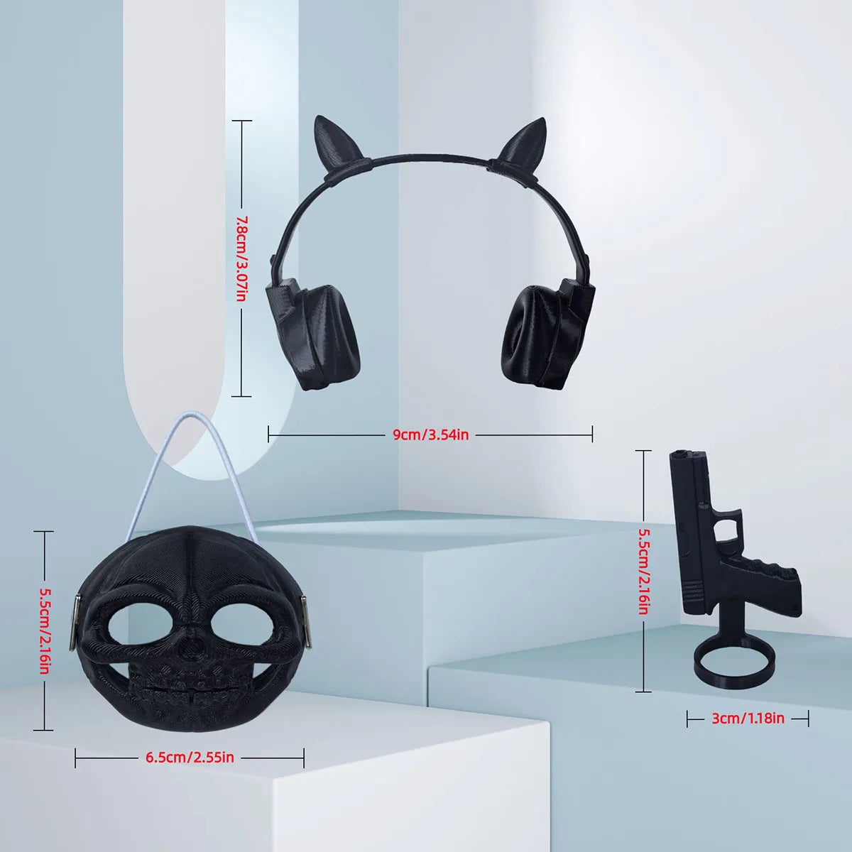 Plush Doll Funny Kit-Creative Mask Headphones Gun Doll DIY Accessories Outfit Clothes for Labubu Halloween Dress Up