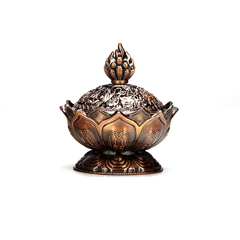 Copper Tower Incense Burner Sandalwood Incense Burner Lotus Incense Burner Incense Plug Ornaments Buddhist Temple Home Interior