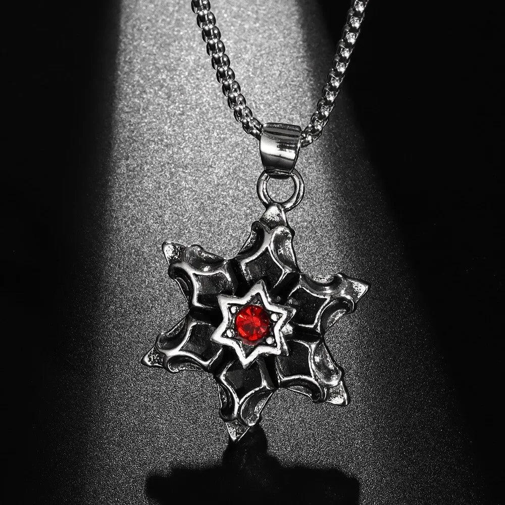 Gothic Pattern Skull Ghost Head Pendant Necklace Men's Punk Trend Alternative Halloween Jewelry