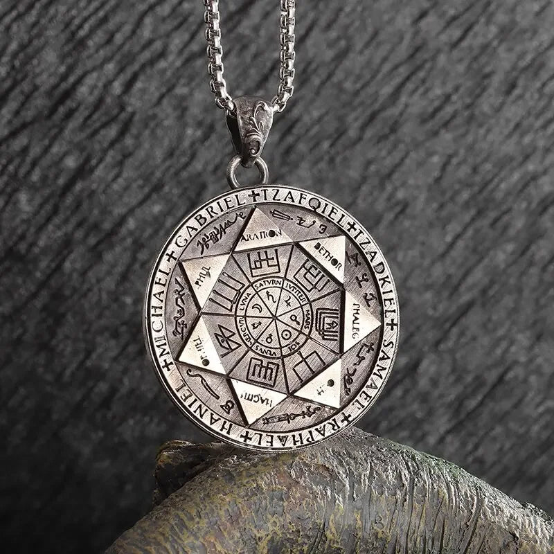 Vintage Hindu Symbols Rune Amulet Pendant Necklace Charm Men\'s Religious Style Prayer Amulet Jewelry Gift