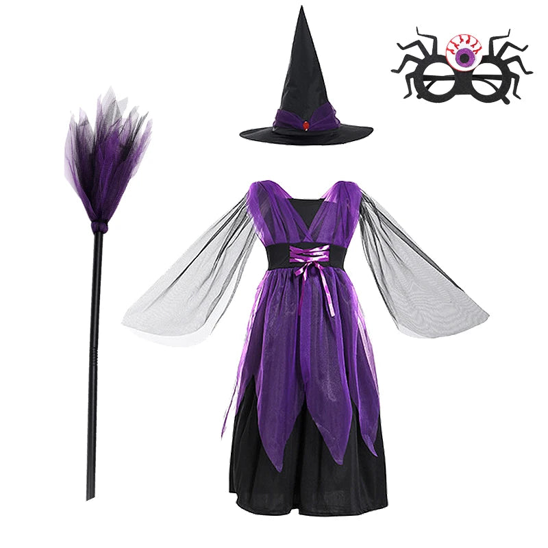 2-15Y Girl Vampire Halloween Dress for Kid Ghost Bride Gothic Cosplay Vampire Costume Kids Carnival Party Clothes Party Gifts