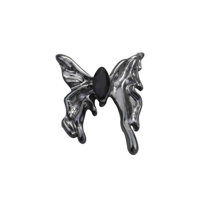 10PCS Black Iron Cross Skull Nail Charms Parts Butterfly Wing Accessories Halloween Nail Art Decoration Design Supplies Material