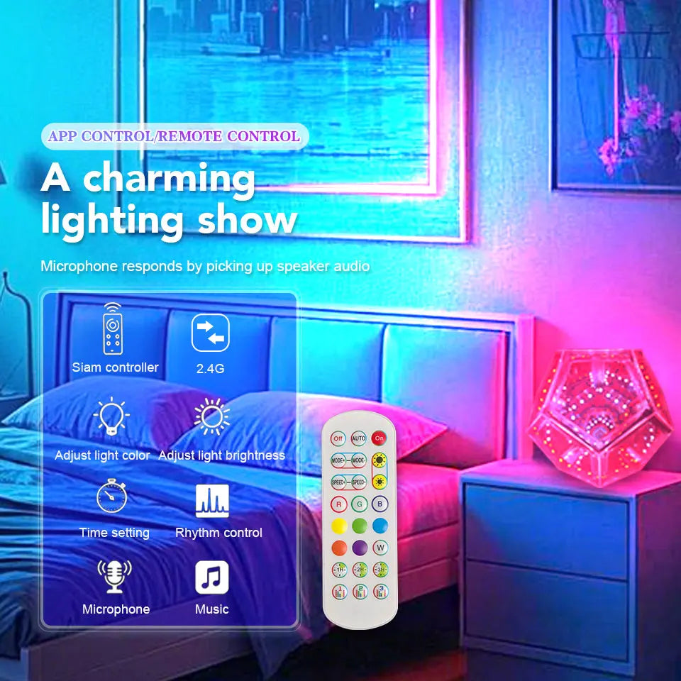LED RGB Night Lights Dodecahedron Dreamy Geometric Space Lights Atmosphere Night Creative Color Home Decorative Light Gifts