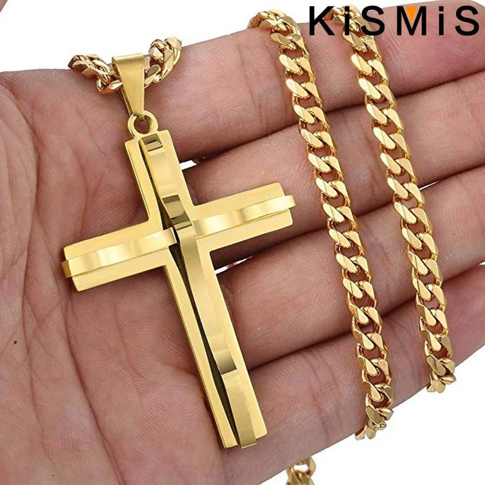 Men's Cross Pendant Necklace Fashion Hip-hop Jewelry Accessories Stylish Design Unique Gift for Him