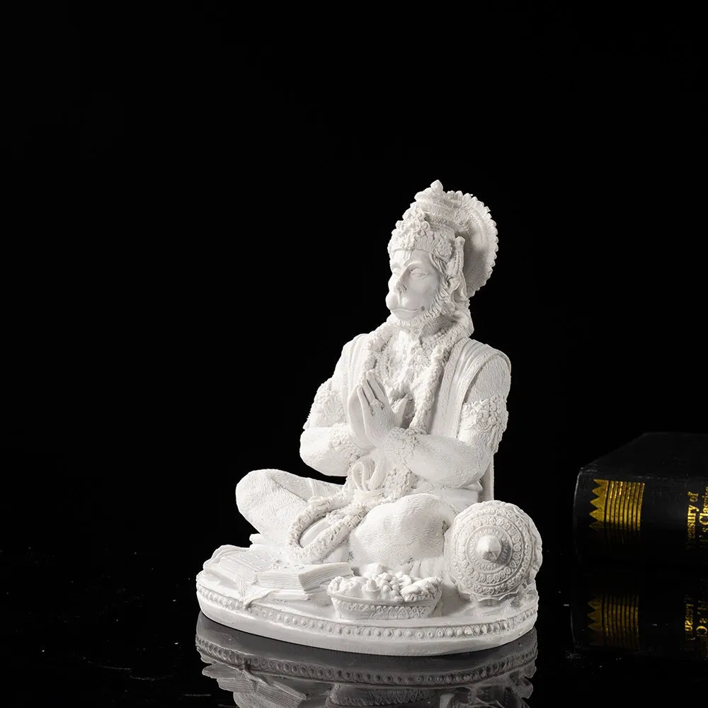 Vilead Sandstone White Hanuman Statue Hindu Monkey God Sculpture Yoga Meditation Decoration Buddha Ganesha Vishnu India FengShui