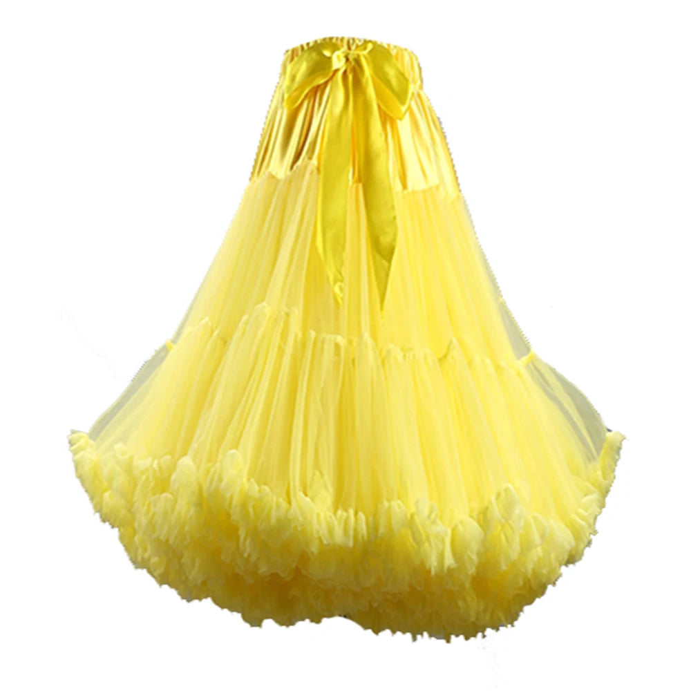65CM/25.5INCH Lolita Petticoat Soft Tulle Puffy Tutu Women Knee Length Halloween Crinoline Cosplay Underskirt Dance Ball Gown