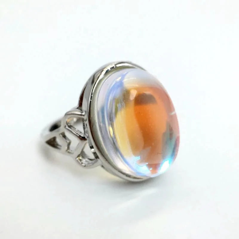 Gothic Evil Eye Ball Design Charm Ring for Men and Women, Crystal opal Jewelry, Punk Finger Accessories, Stainless Steel