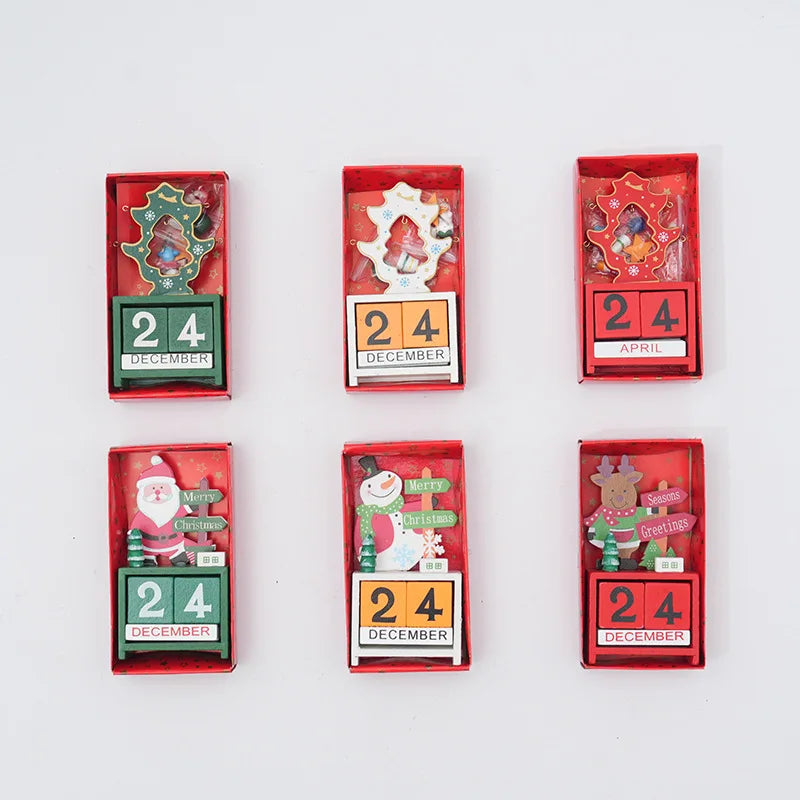 Christmas Gifts Wooden Calendar Tabletop Ornaments Santa Claus Christmas Tree Decorations Home Decoration Accessories