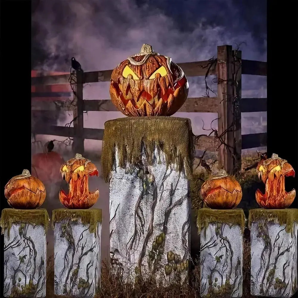 Thriller Halloween Scary Pumpkin Head With Lifting Function With Light And Sound Extendable Talking Pumpkins