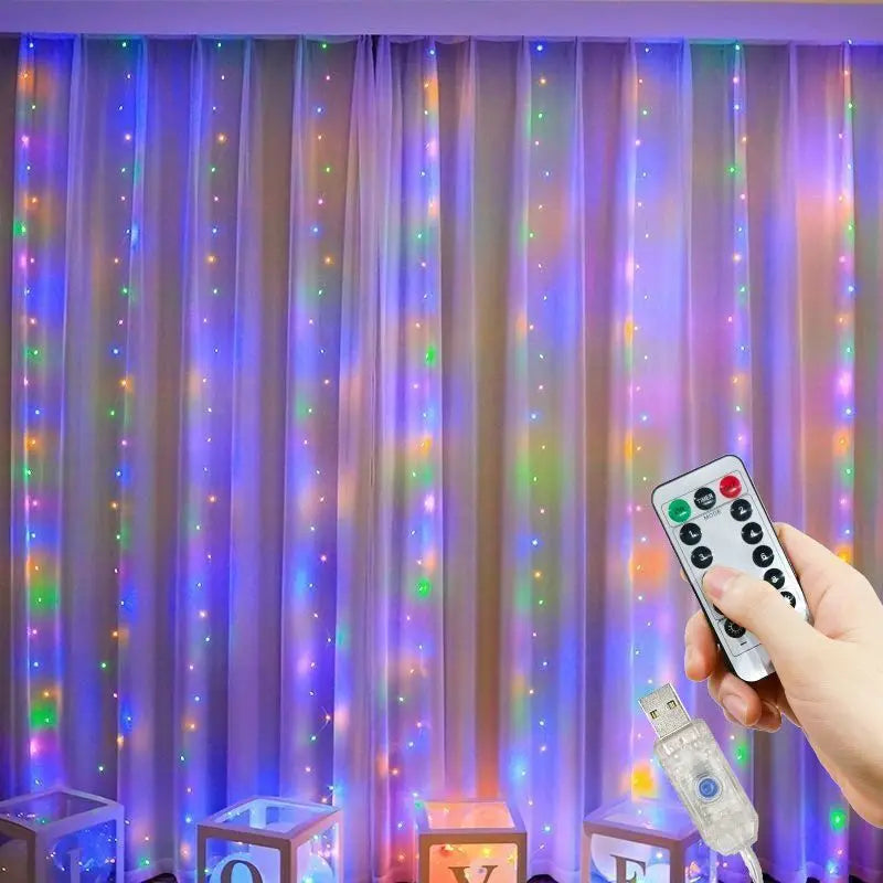 LED Curtain String Light Beautiful Window Ornament USB Powered Indoor Christmas New Year Garland Led Lights Halloween Decoration