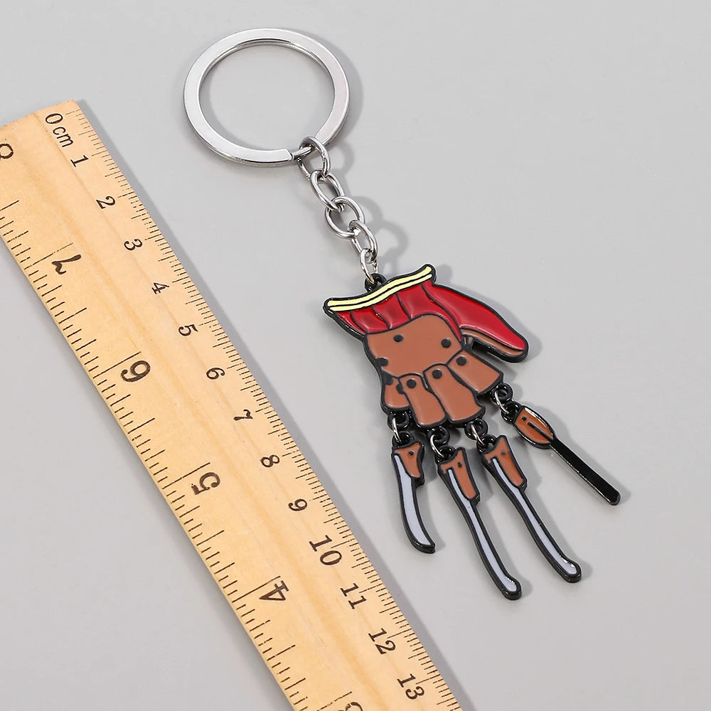 Horror Movie Ghost Street Metal Enamel Freddie Kruger Gloves Keychain Halloween Necklace Gift