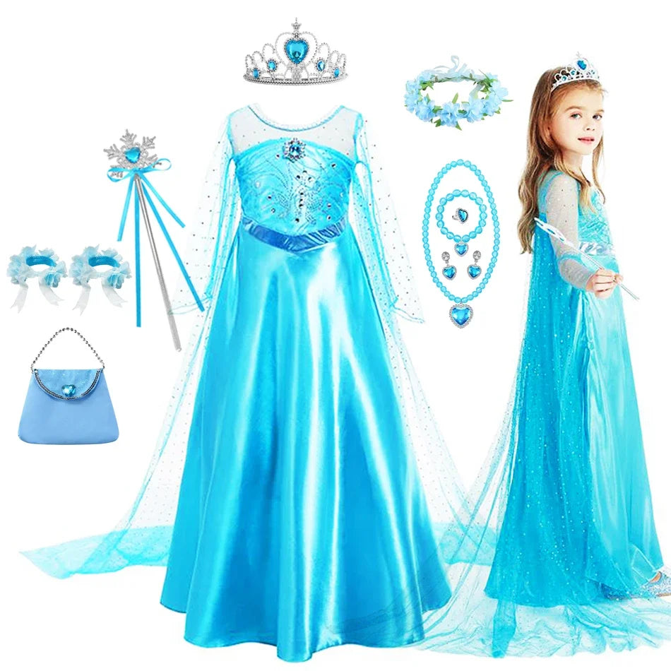 Elsa Dress for Girls Birthday Princess Dress For Kids Halloween Carnival Easter Party Cosplay Girls Costume