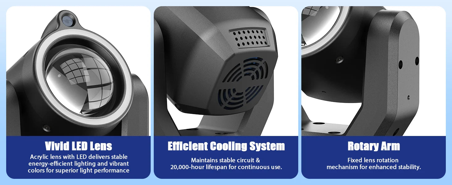 U'King Mini 30W Spot Beam Moving Head Light LED 4IN1 RGBW Effect Strobe Stage Light DMX Sound Activated DJ Disco Bar Party Light