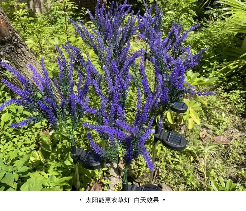 2025 New Purple Lavender Flower Solar Garden Lights Outdoor Decorative Lawn Lamp for Patio Yard Decor