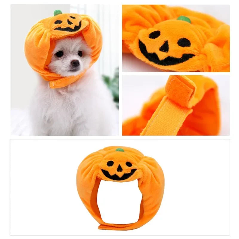 Cute Pet Pumpkin Hat Halloween Pet Dog Cat Hat Dress Up Headdress Small Dog Cat Cosplay Costume Funny Party Pet Decorative Hat