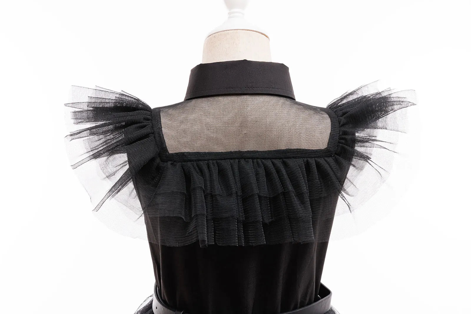 2025 Movie Weirdo Wensday Role Play Costume with Belt Wed. Season 2 Girl Prom Gown Soft Frock Gothic Black Adams Halloween Dress