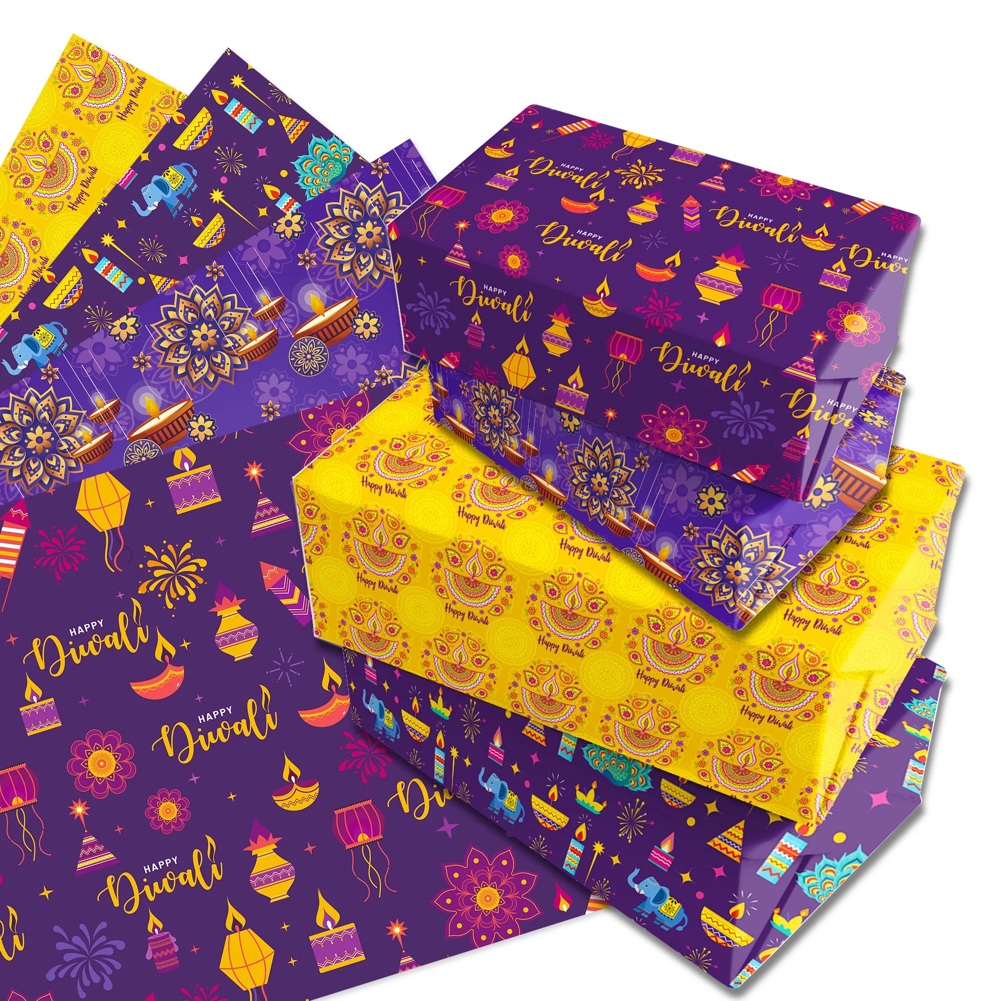 12pcs Diwali Festival Wrapping Material Paper Baby Shower Party Gifts Decorative Packing Craft Papers
