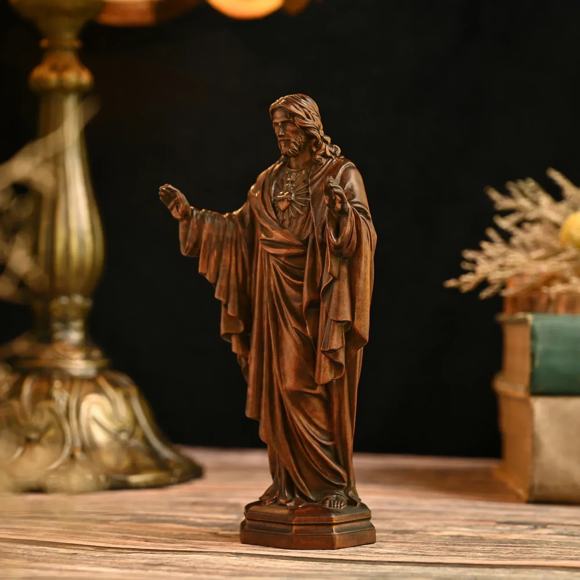 High Quality Cross-Border Handmade Solid Wood Carving Handicrafts Jesus Sacred Statue