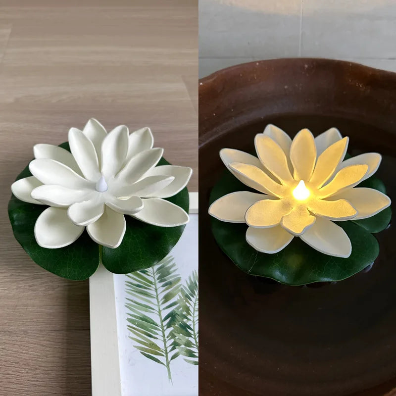 15/10CM Diwali Floating Induction Lotus Lamp Garden Led Pink Battery Powered Lights Outdoor Waterproof Landscape For Night Light