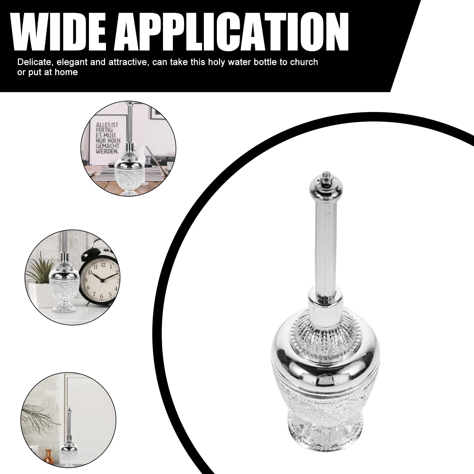 Electroplated Holy Water Bottle Decorative Glass Zinc Alloy Empty Container For Vases Home Decor Catholic Oil Container