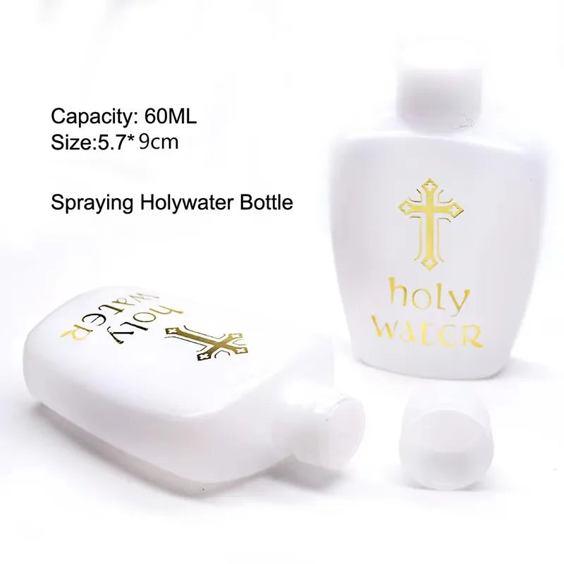 Plastic Holy Water Bottle with Jesus Cross-Catholic&Christian Religious Empty Refillable Container, for Baptism, Church, Prayer