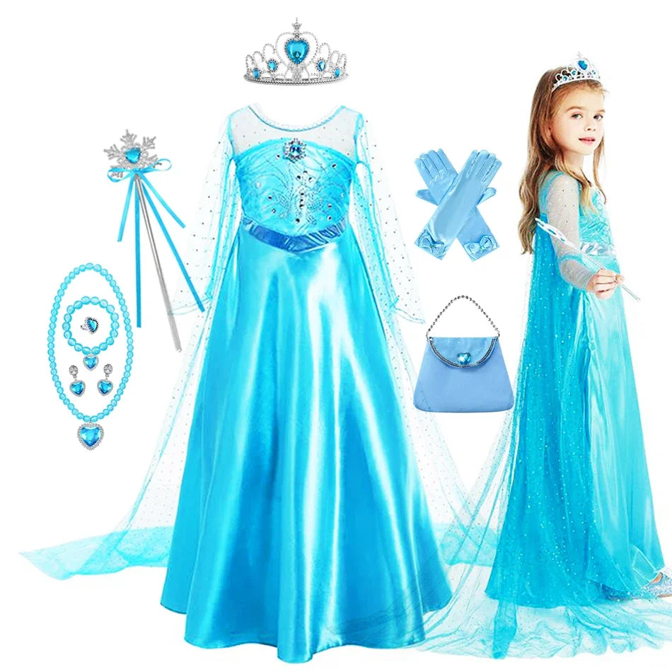 Elsa Dress for Girls Birthday Princess Dress For Kids Halloween Carnival Easter Party Cosplay Girls Costume