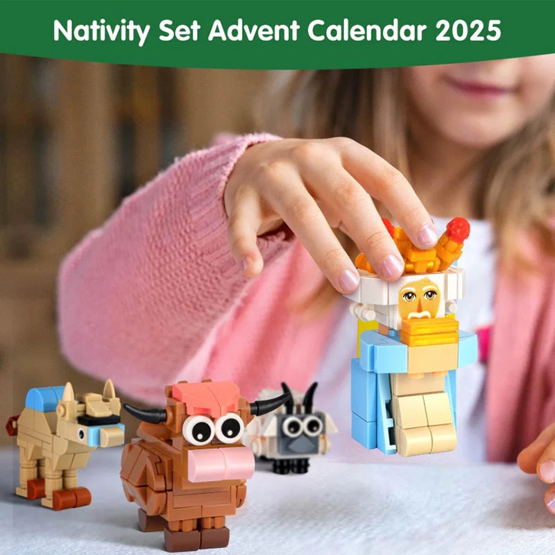Christmas Advent Calendar Gift Box Diy Nativity Jesus Bricks Toys 24Days Countdown Calendar Surprise Christmas Home Decoration