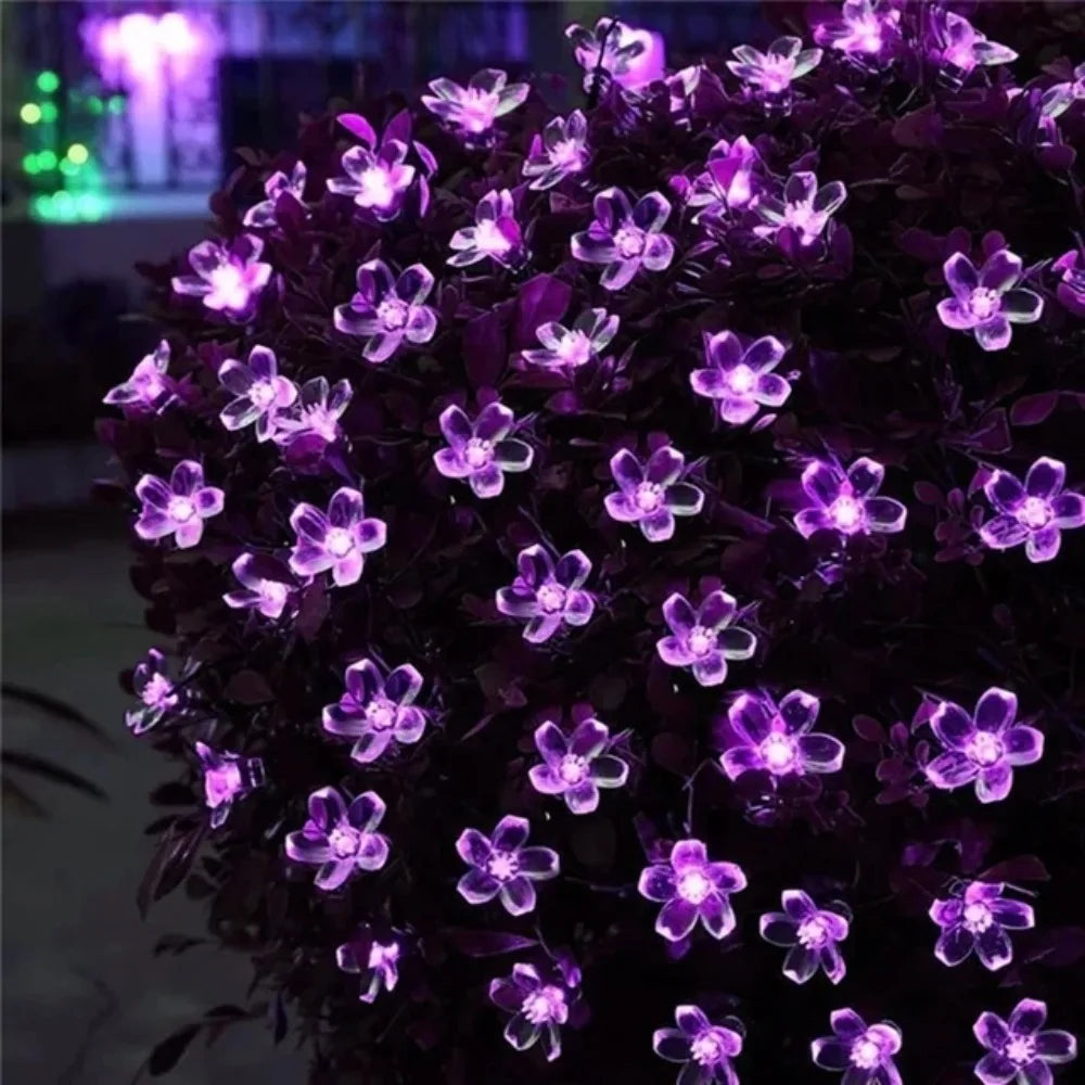 Outdoor Garden Solar Flower Light, Waterproof Solar String Lights, Fairy Simulation Floral Garlands, Christmas Decoration Lamp.
