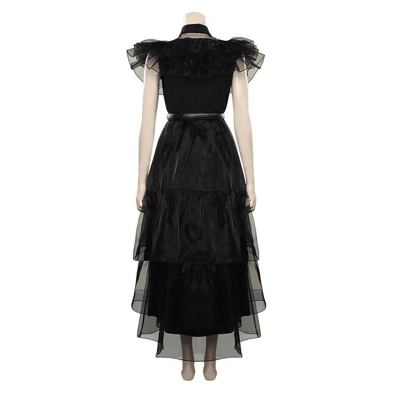 KLFLGD Black Lace Halloween Dress Up Girl's Birthday Party Performance Dress New Girl Role Playing Dress 4-12 Years Old