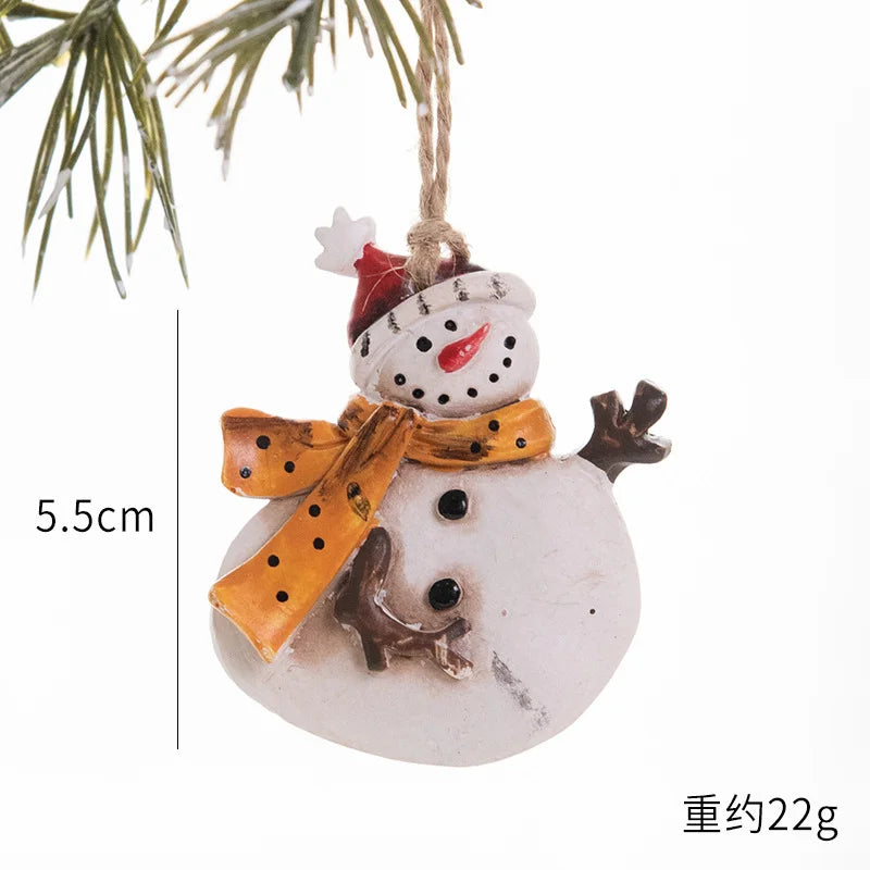 Christmas Resin Tree Decorations Santa Snowman Angel Pendant Ornament DIY Kids Toys Noel Navidad Kerst 2023
