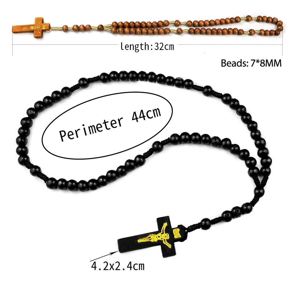 Religious Wood Wood Cross Bracelet For Women Men Wooden Prayer Beads Crucifix Charm Bracelet Fashion Party Jewelry Gift
