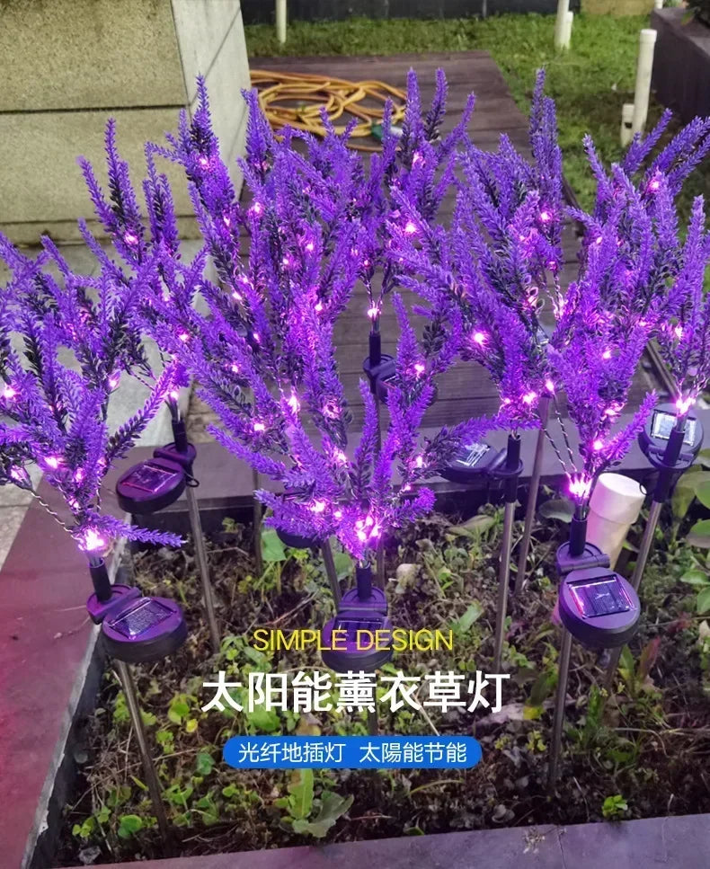 2025 New Purple Lavender Flower Solar Garden Lights Outdoor Decorative Lawn Lamp for Patio Yard Decor
