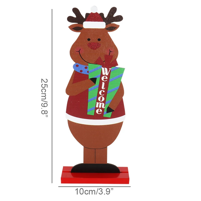 Christmas Wooden Reindeer Snowman Santa Claus Crafts Xmas Desktop Ornaments Merry Christmas Home Decorations New Years Noel Gift